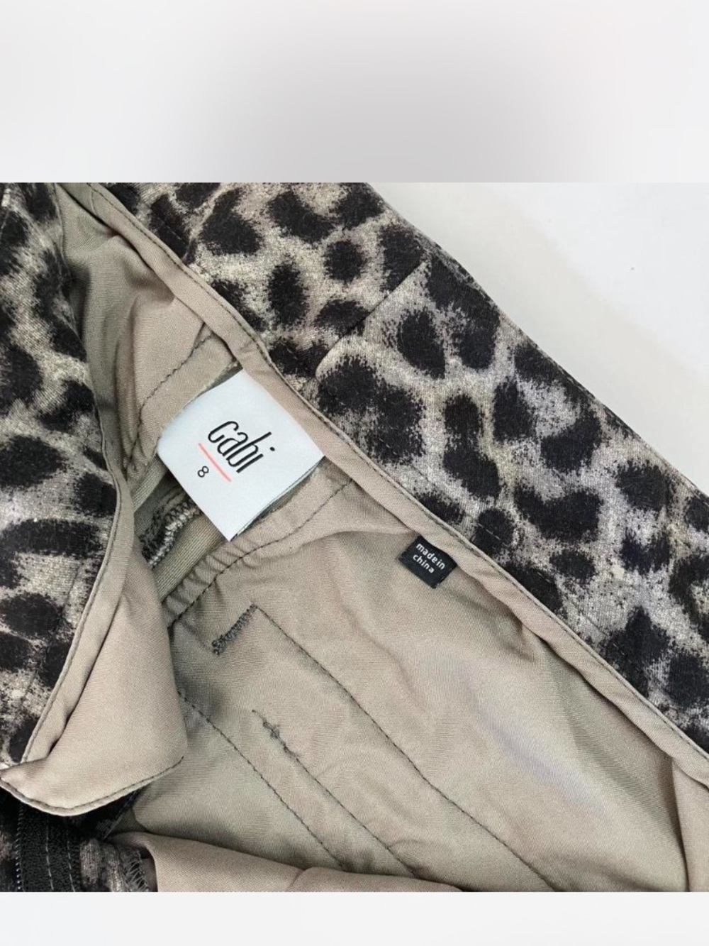 Women’s 8 Leopard Print Pants - Black and Gray - Picture 4 of 5